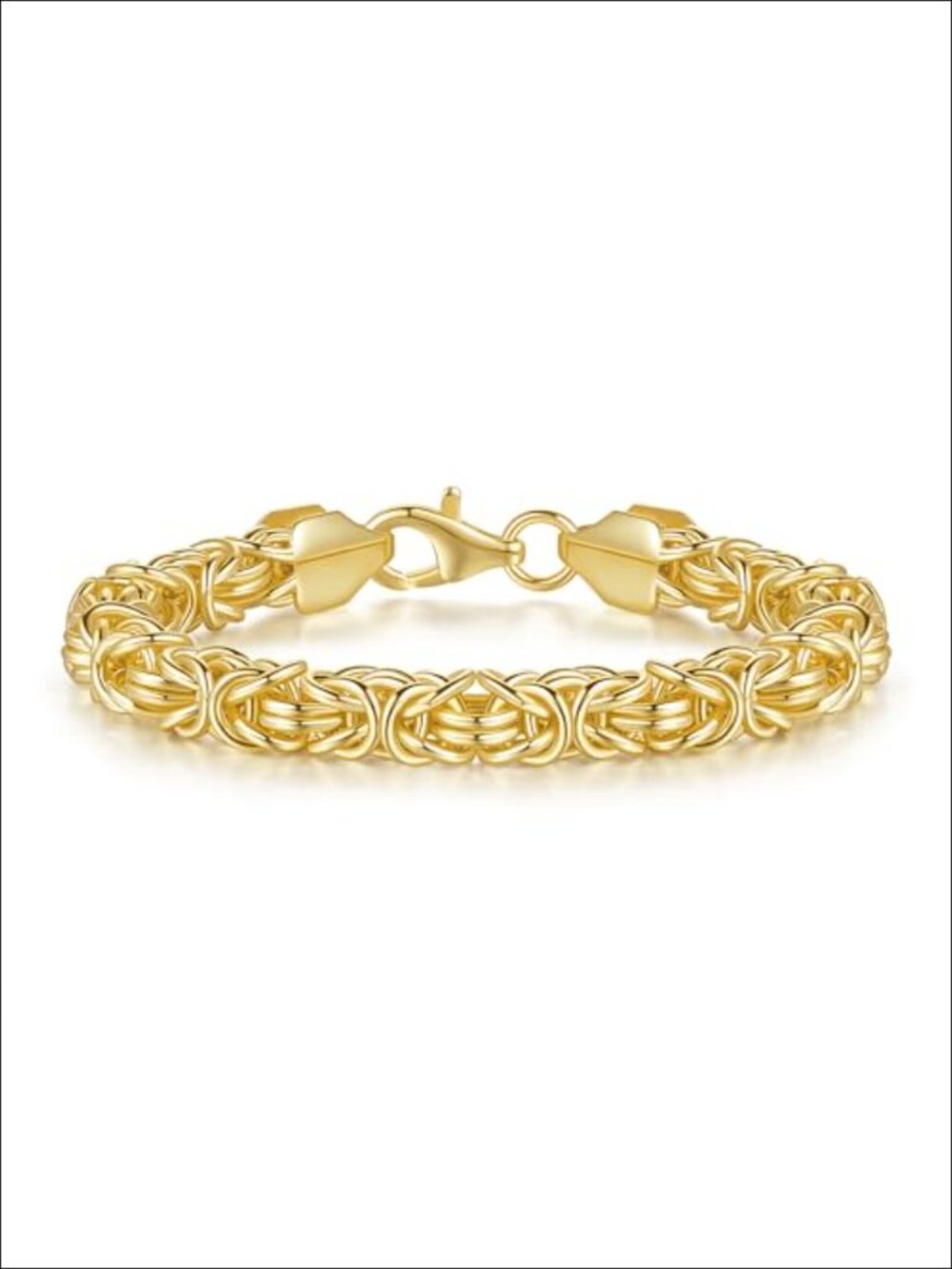 14K Gold Plated Byzantine Link Chain Bracelet Women Men Unisex Stackable
